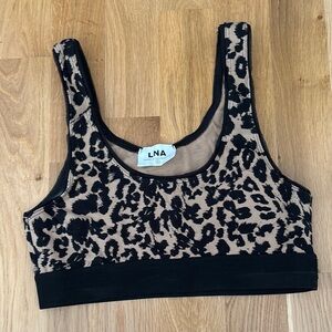 LNA Tan and Black Leopard Print Sports Bra